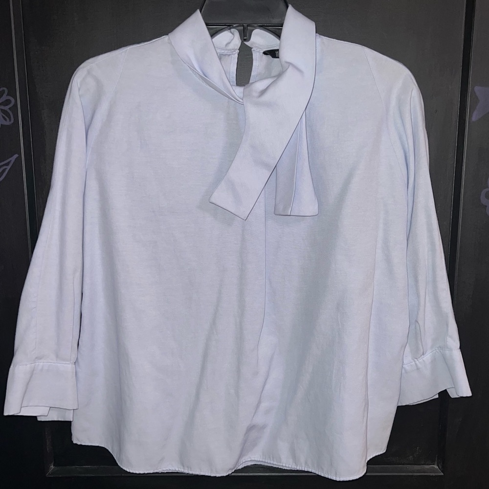 Zara Basic tie neck blouse